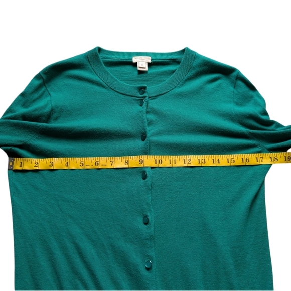 J Crew Clare Cardigan Sweater Green Button Down Cotton Long Sleeve Women  Medium - Picture 11 of 12